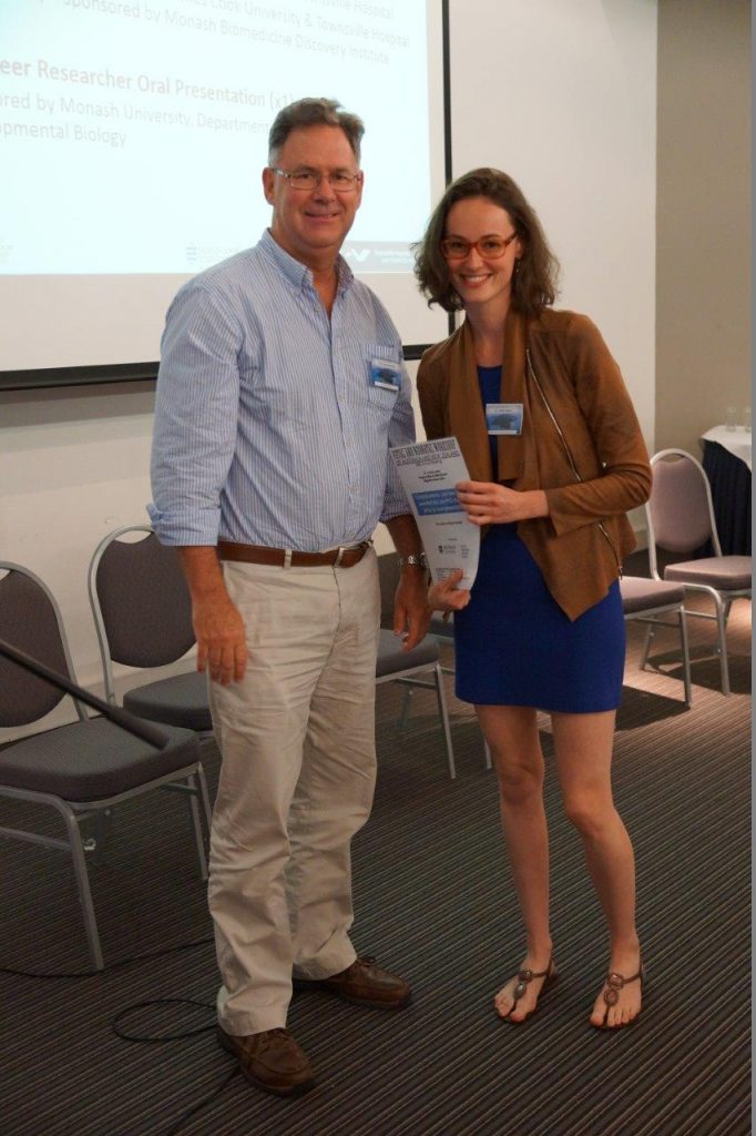 PhD student Emily Cohen with Professor John Bertram at fetal and neonatal conferences