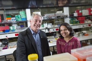 Professor Bryan Williams and Dr Dhanya Sooraj have discovered a crucial genetic marker that heralds better treatment and outcomes for patients with advanced bladder cancer.