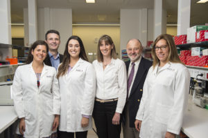 L-R: Dr Beth Allison, Associate Professor Michael Fahey, Miss Madison Paton, Associate Professor Suzie Miller, Professor Graham Jenkin, Dr Courtney McDonald - researching cerebral palsy.