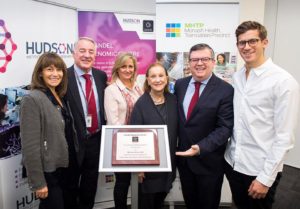 L-R: Mrs Helen Gandel, Professor Bryan Williams, Mrs Lisa Thurin, Mrs Pauline Gandel, Mr Frank McGuire MP and Mr A.J. Thurin at the opening of the Gandel Genomics Centre.