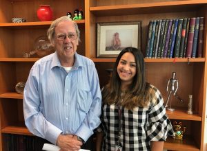 Mr John Fowler and inaugural recipient of the Dr Sue Fowler scholarship in ovarian cancer, Mrs Nazanin Karimnia.