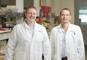 L-R: Dr Andrew Stephans, Dr Simon Chu are about to start an ovarian cancer screening test.