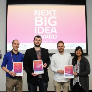 L-R: Dr Michael Gantier, Stuart Emmerson, Dr Nick Boyd and Dr Shivani Pasricha at the Next Big Idea Awards.