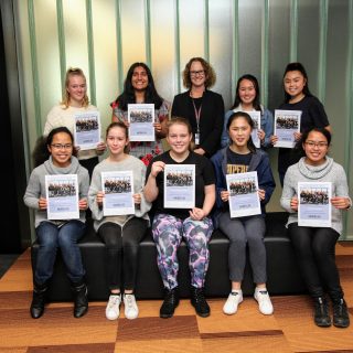 The 2019 Hudson Institute Young Women in Science program attendees with Prof Hartland