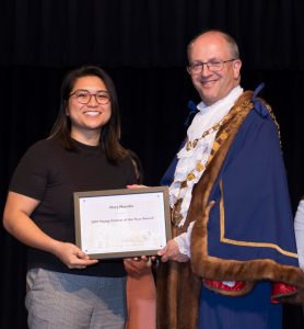 Mary Mansilla receiving her award - 2019 Glen Eira Young Citizen of the Year Award 