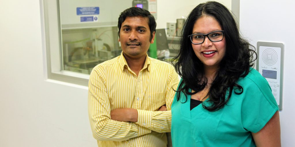 Kallyanashis Paul and Dr Shayanti Mukherjee treating pelvic prolapse with Hudson Institute's 3D bioprinted degradable meshes
