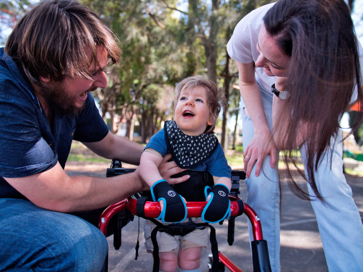 Arlo with his parents Melanie and Rowan Dimmitt