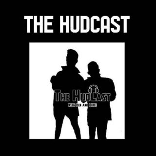 Black and white 'The Hudcast' logo with Ben Amberg and Mikee Inocencio