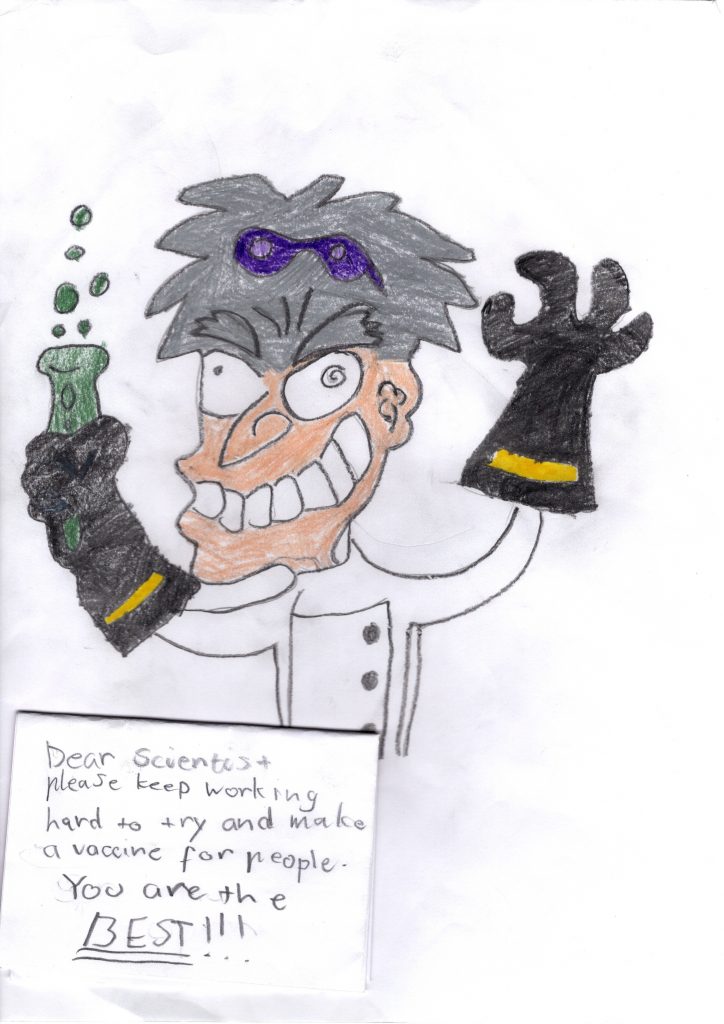 Pandemic Thank you letter, Gratitude Project from primary school student thanking scientist during Covid-19