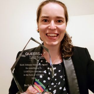 Dr Erin McGillick awarded the Scott Johnson Memorial Award for LGBTIQA+ advocacy in STEM