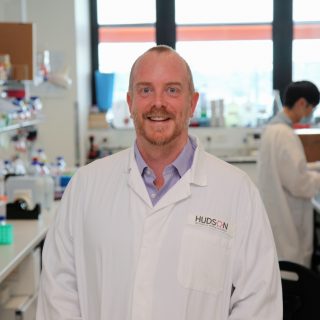 Dr Dan Gough at Hudson Institute, researches small cell lung cancer in the lab.
