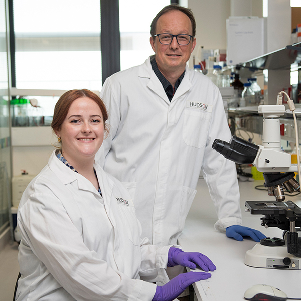 Postdoctoral Scientist Ellen Jarred and her science mentor, Associate Professor Patrick Western 