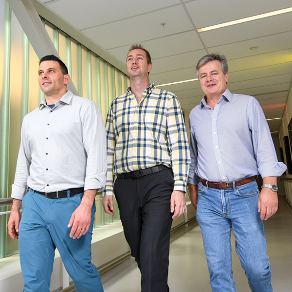 Dr Doug Blank, Professors Graeme Polglase and Stuart Hooper's study eases safety concerns for umbilical cord clamping