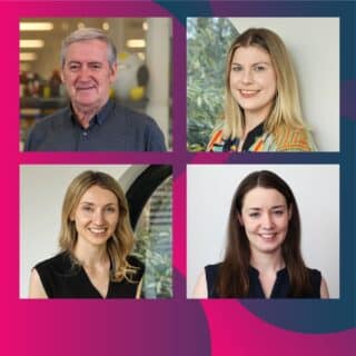Professor Paul Hertzog, Dr Zoe Marks, Dr Nicole Campbell and Dr Nollaig Bourke with Ovarian Cancer discovery at Hudson Institute