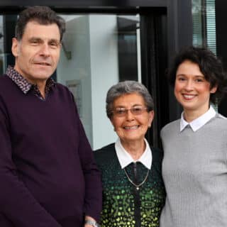 L-R Professor Richard Ferrero, Donor and cancer survivor Delva Walker and Dr Caroline Skene