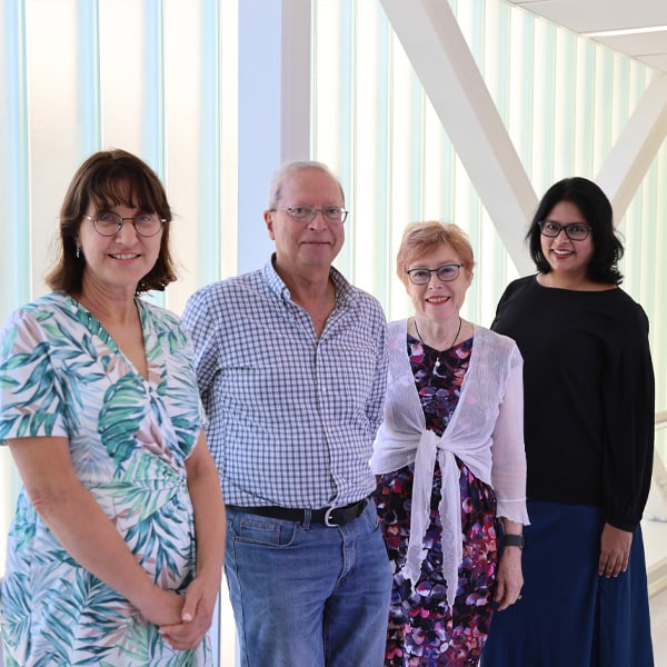 Professor Anna Rosamilia, Professor Jerome Werkmeister, Professor Caroline Gargett, Dr Shayanti Mukherjee receiving MRFF grant to work on a Pelvic organ prolapse cure