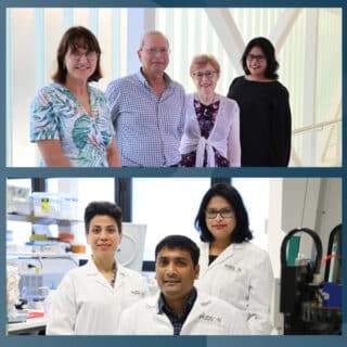 Top: Associate Professor Anna Rosamilia, Professor Jerome Werkmeister, Professor Caroline Gargett, Dr Shayanti Mukherjee. Bottom: Dr Saeedeh Darzi, Dr Kallyanashis Paul, Dr Shayanti Mukherjee